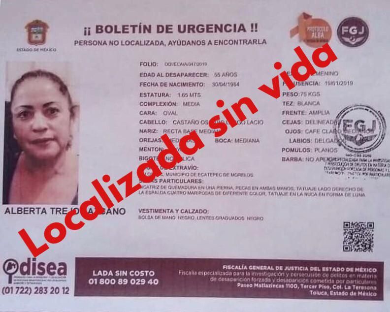 Mujer desaparecida en Ecatepec es localizada sin vida en Acolman ...