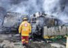 Seis muertos tras volcadura e incendio de pipa en la México-Puebla