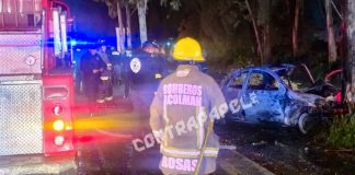 Muere joven tras chocar e incendiarse su auto en la Texcoco–Lechería
