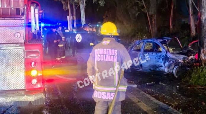 Muere joven tras chocar e incendiarse su auto en la Texcoco–Lechería