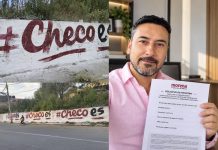 Bardas con #ChecoEs aparecen en Tezoyuca tras registro de Sergio Moreno en Morena